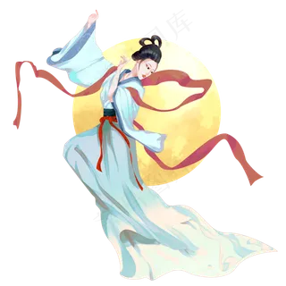 传统古典水墨嫦娥