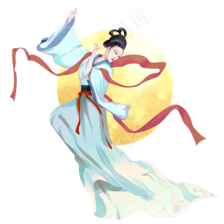 传统古典水墨嫦娥