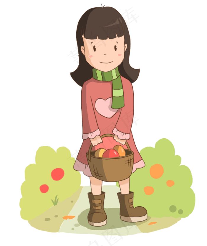 秋冬季主题女生手绘插画