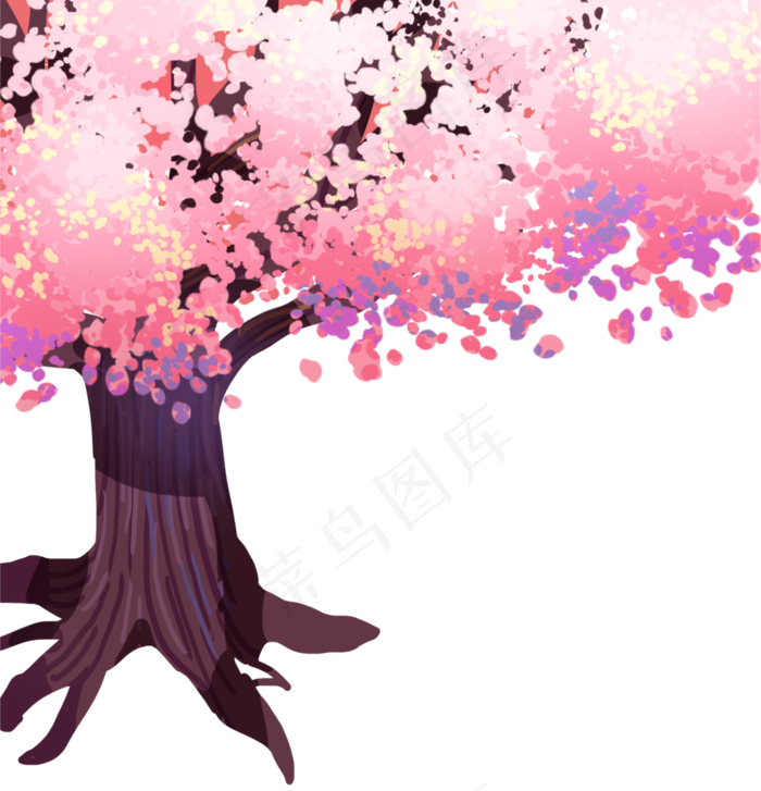 情人节七夕粉色樱花树(3545X3684(DPI:300))psd模版下载