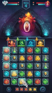 怪物战斗图形用户界面aldiablo游戏场比赛-卡通风格的插图移动格式窗口与选项按钮，游戏项目，卡。