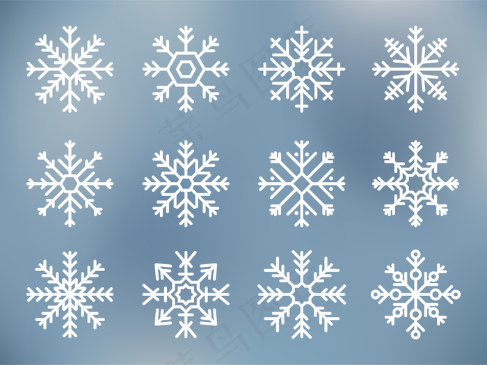 可爱的雪花图标插图