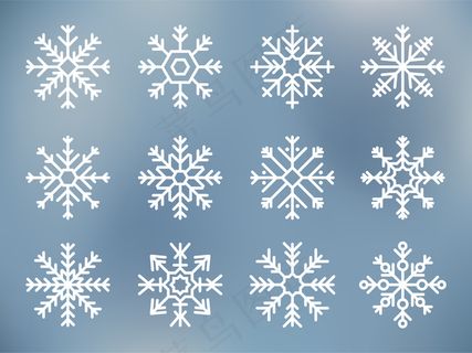 可爱的雪花图标插图