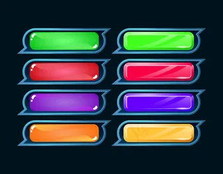 用于gui资产元素的游戏ui幻想菱形和果冻彩色按钮集