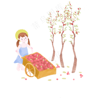 24节气之立秋女孩可商用元素