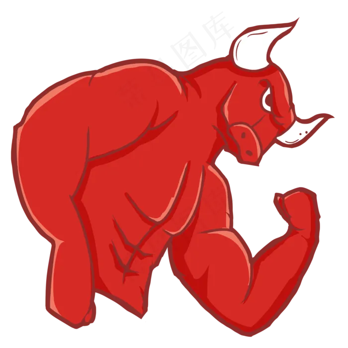 霸气牛年2021红牛肌肉强壮(2000X2000(DPI:300))psd模版下载