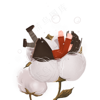 秋季节气霜降寒露之跌落棉花的女