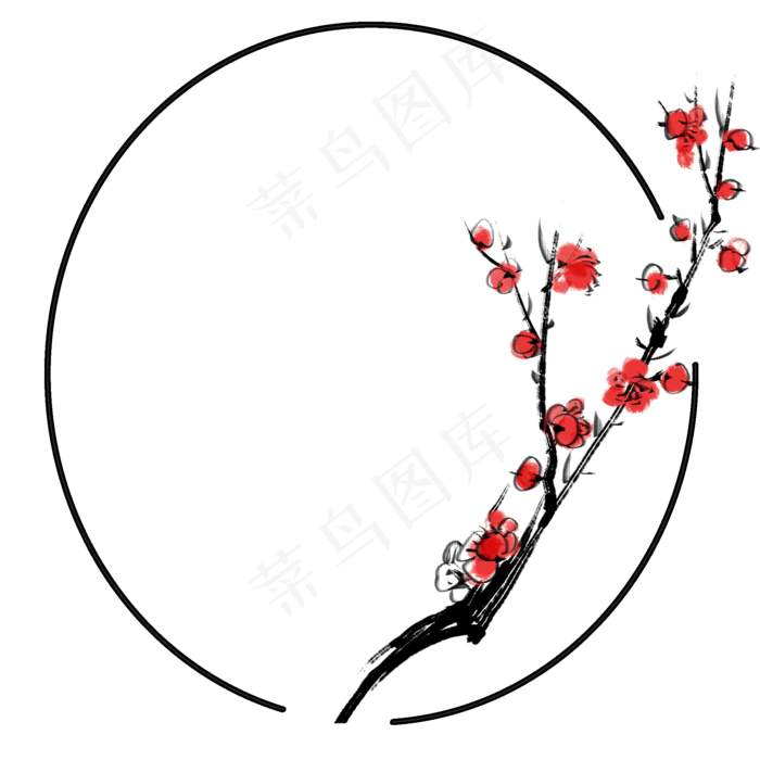 梅花水墨中国风(2000X2000(DPI:762))psd模版下载