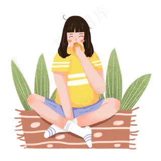 中秋节女孩在家吃月饼素材