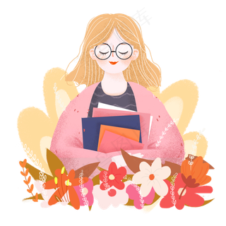 教师节鲜花女教师png素材