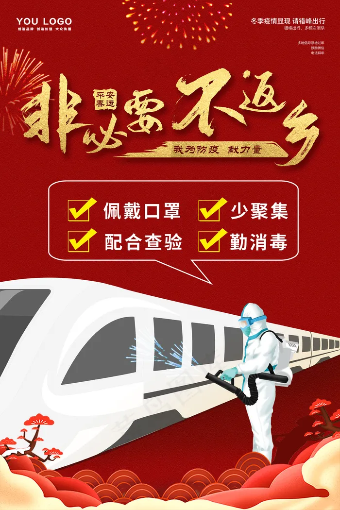 抗击疫情非必要不反乡psd模版下载
