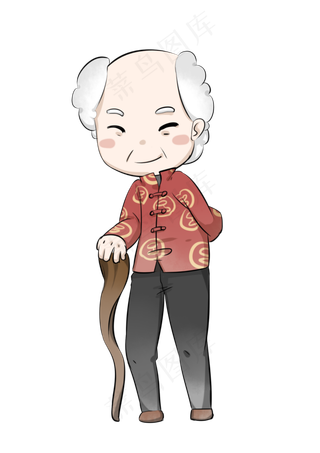 重阳节老人拄拐杖png下载