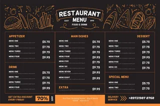 餐厅菜单水平格式