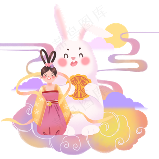 中秋八月十五嫦娥仙子可爱玉兔月