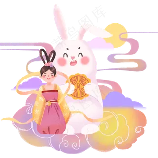 中秋八月十五嫦娥仙子可爱玉兔月