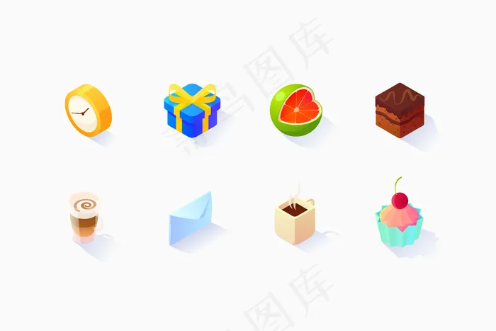 等轴测社交图标集eps,ai矢量模版下载