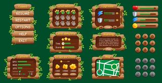 用于移动游戏或应用程序app的图形用户界面gui。设计，按钮和图标。