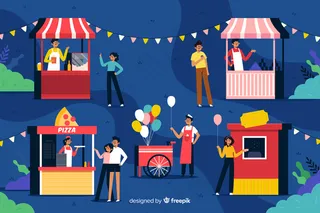 平面设计中的夜市人物