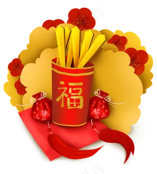 农历新年祈福签筒和福袋