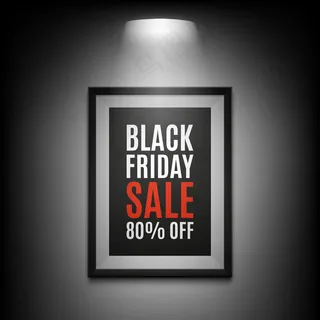 黑色星期五销售背景。黑色背景上有照明的相框。插图。