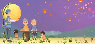 简约中秋佳节卡通清新banner图