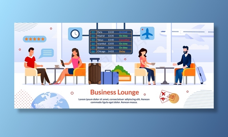 机场商务休息室广告横幅banner模板