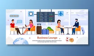 机场商务休息室广告横幅banner模板