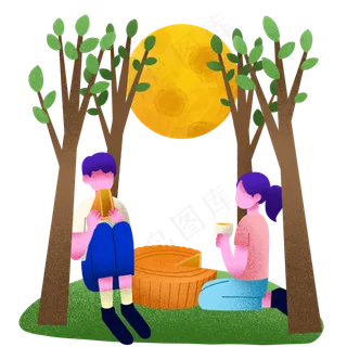 吃月饼扁平情侣 吃月饼扁平情侣