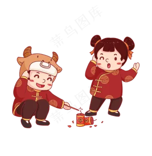 牛年福娃放鞭炮