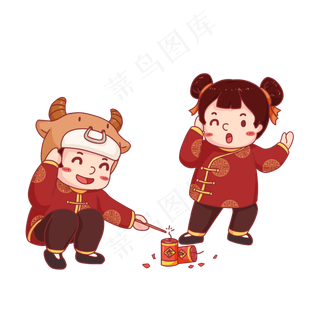 牛年福娃放鞭炮