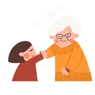 给奶奶倒水喝的小女孩