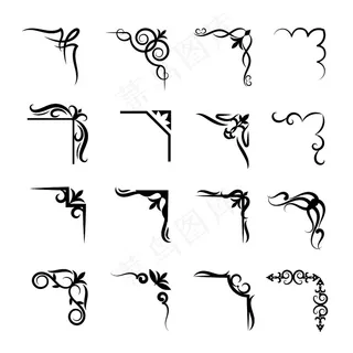 可爱的矢量花边角。