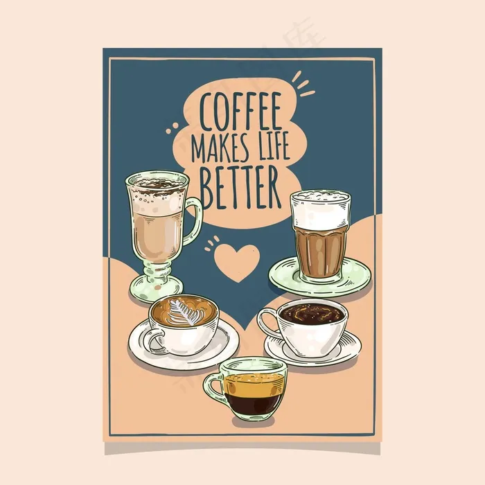 咖啡店宣传单,DM传单模板设计eps,ai矢量模版下载