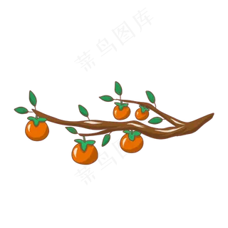 手绘卡通秋天柿子