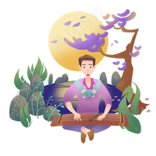 中秋月圆弹古筝