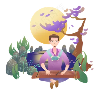 中秋月圆弹古筝