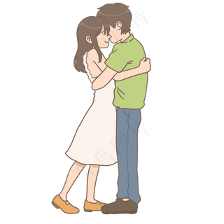 情侣拥抱求婚七夕情人节手绘免抠