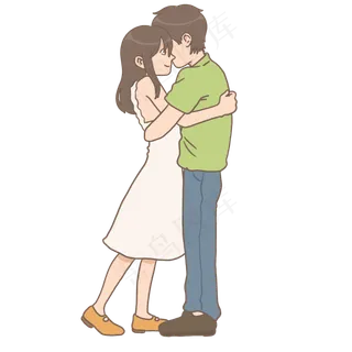 情侣拥抱求婚七夕情人节手绘免抠