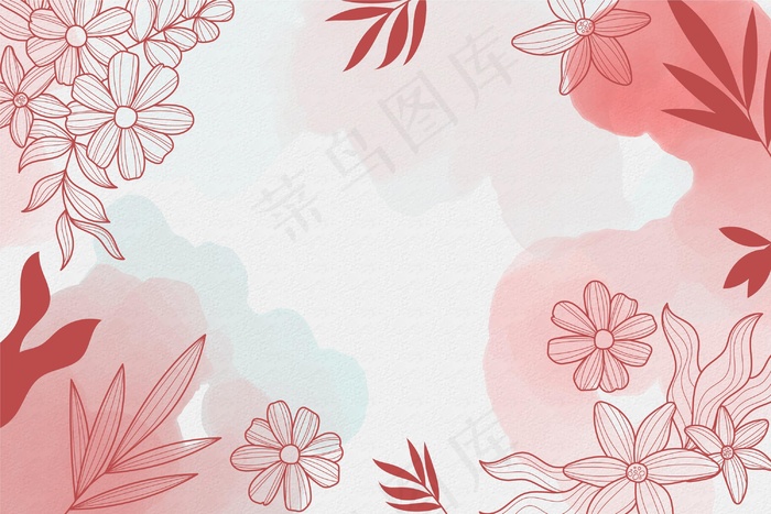 水彩背景与绘画元素