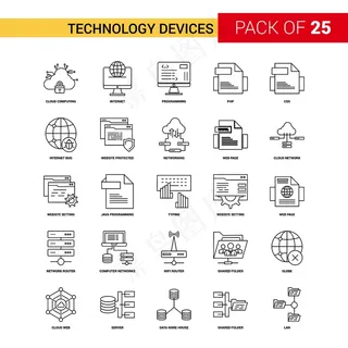 技术设备黑线图标