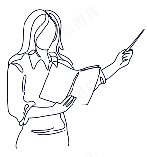 线描上课女教师