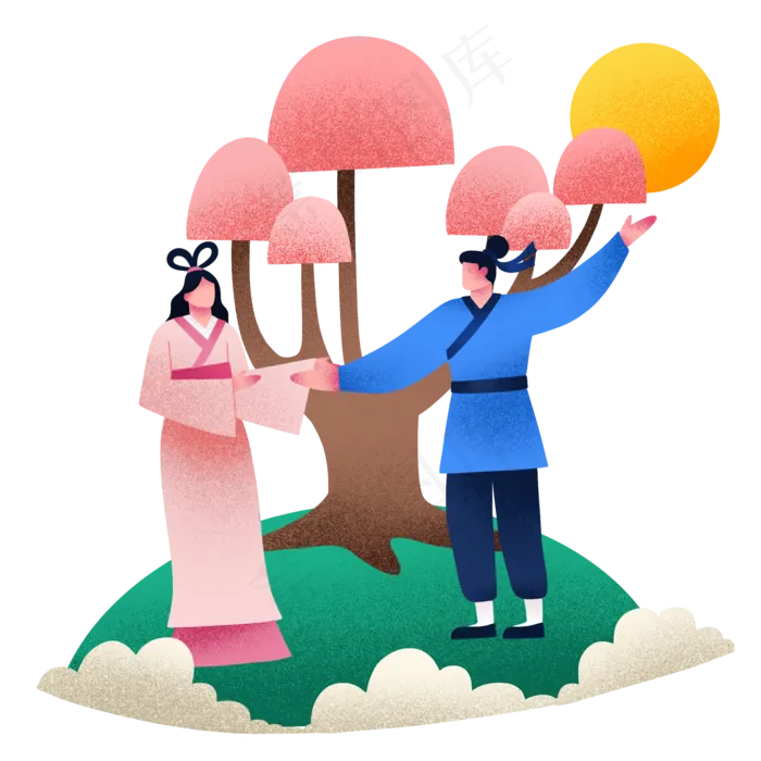 七夕吟诗情侣(2000X2000(DPI:300))psd模版下载
