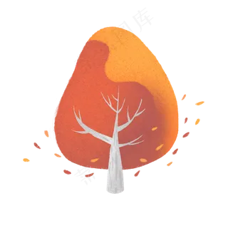 手绘可爱金色树木