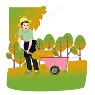 立秋秋收卡通人物矢量元素