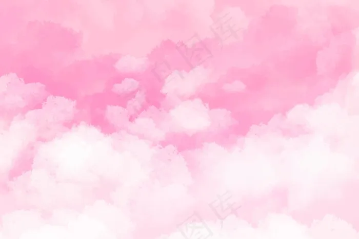 手绘水彩画背景粉红色，天空和云彩形状eps,ai矢量模版下载