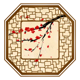 中国风腊梅复古边框典雅手绘