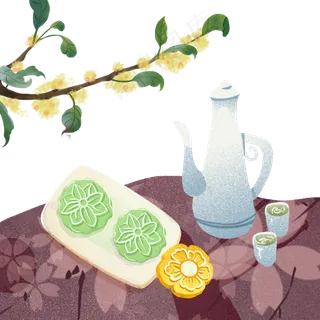 重阳节桂花糕糕点手绘