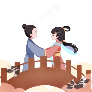 七夕节卡通牛郎织女