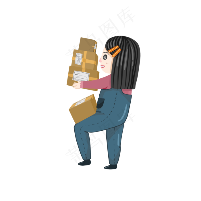 双十一购物女孩免抠(2000X2000(DPI:300))psd模版下载