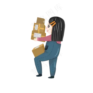 双十一购物女孩免抠